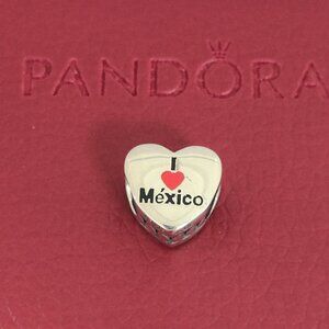I Love Mexico Heart Bead Charm Bracelet Pendant S925 Silver with box